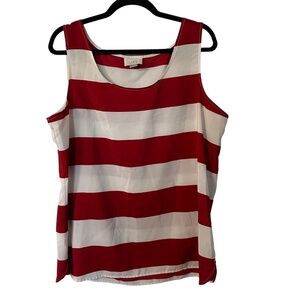 Ann Taylor Loft Women’s Scoop Neck Red & White Stripe Sleeveless Top Sz XL GUC